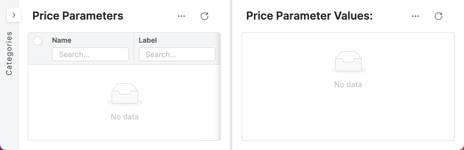 page price parameters empty